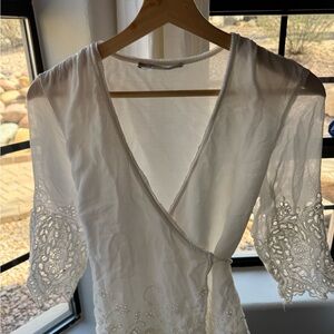 All Saints Cream Textured Blouse